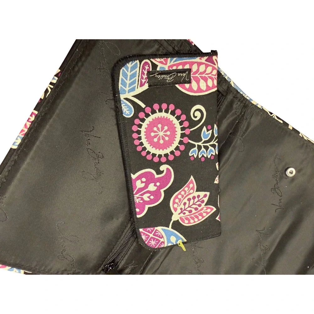 Vera Bradley Provencal‎ Jewelry Organizer Roll Quilted Floral Travel Case Black